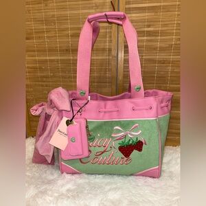 NWT Juicy Couture retro Strawberry Daydreamer Tote Y2K green pink purse